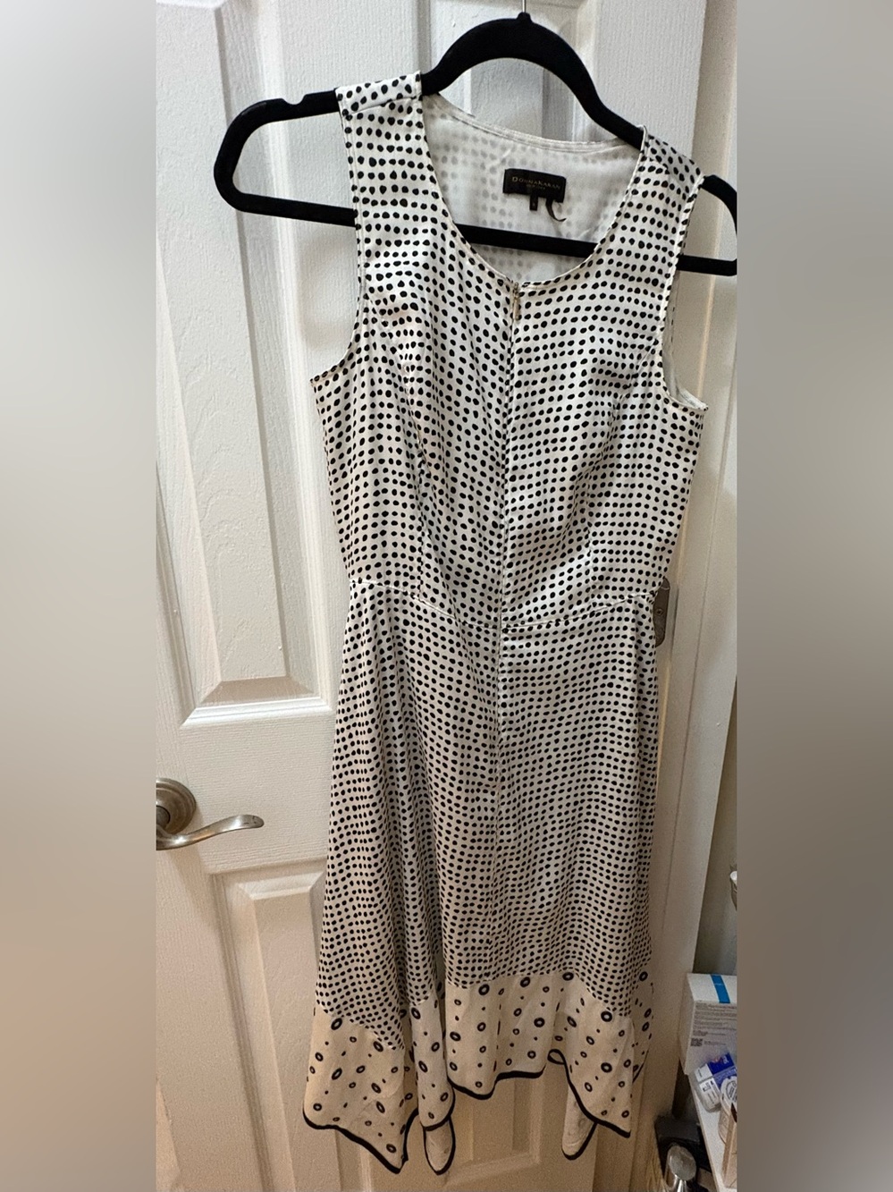 Donna Karan White Dress with Black Polka Dots